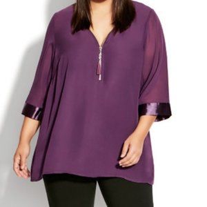 Brand new w/ tags purple Evans Annabel Zip Blouse purchased from Avenue Sz 26/28